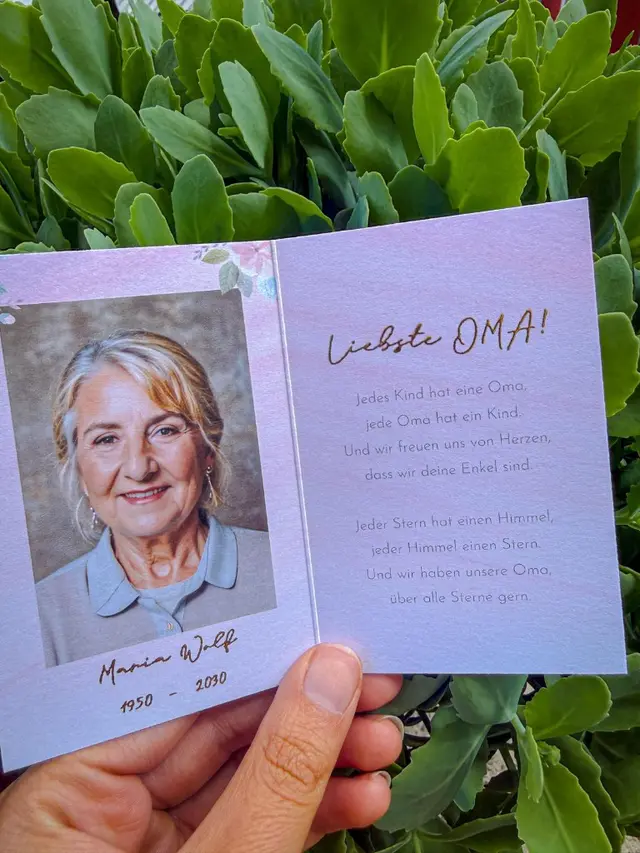 Persönliches Gedenkbild Liebste Oma mit Foto und Gedicht für Maria Wolf