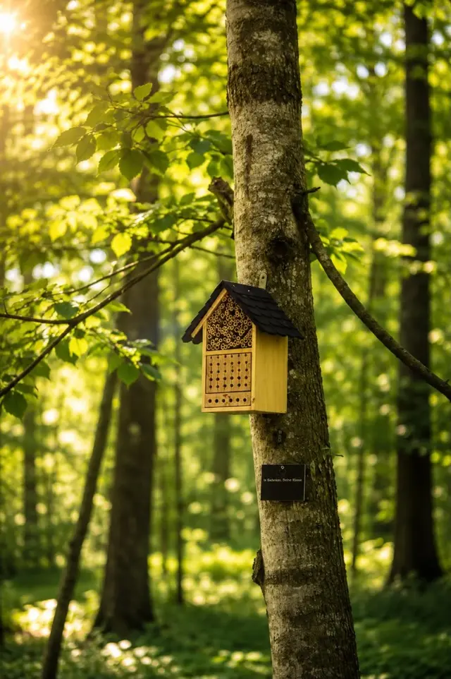 Insektenhotel an einem Baum im Seelenpark Brunnsee